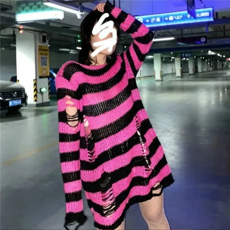 Gothic Stripe Oversized Sweater