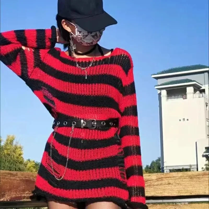 Gothic Stripe Oversized Sweater