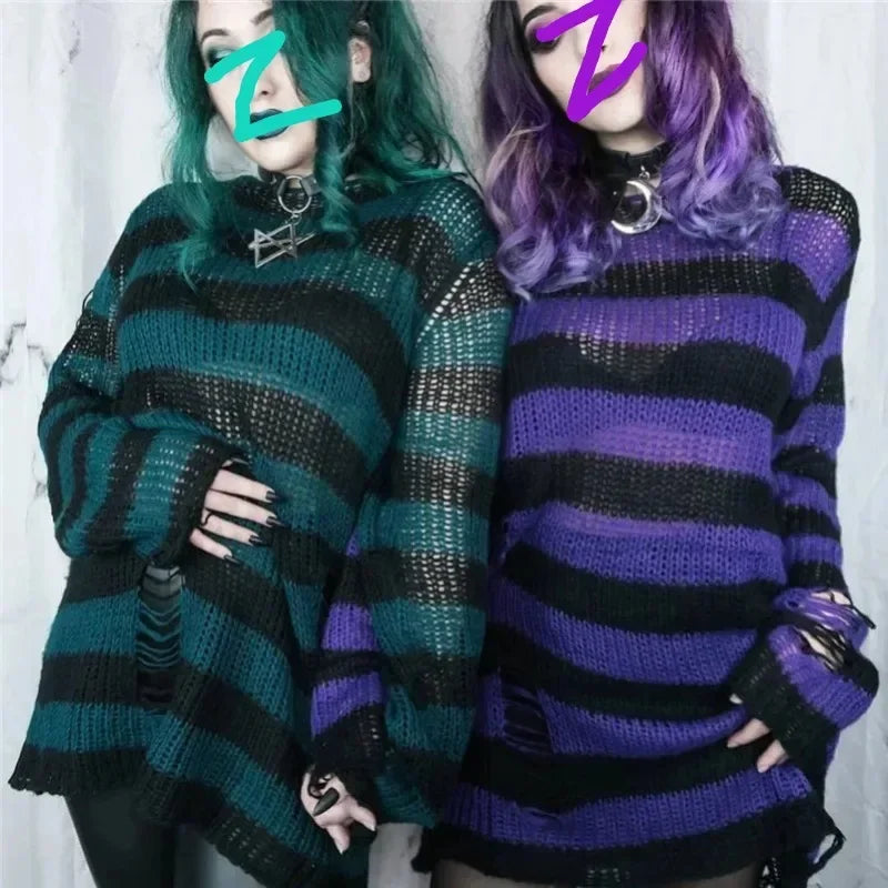 Gothic Stripe Oversized Sweater
