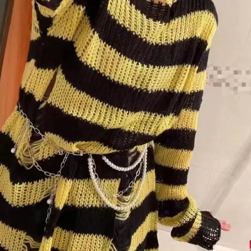 Gothic Stripe Oversized Sweater
