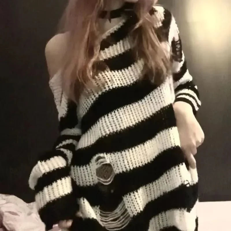 Gothic Stripe Oversized Sweater