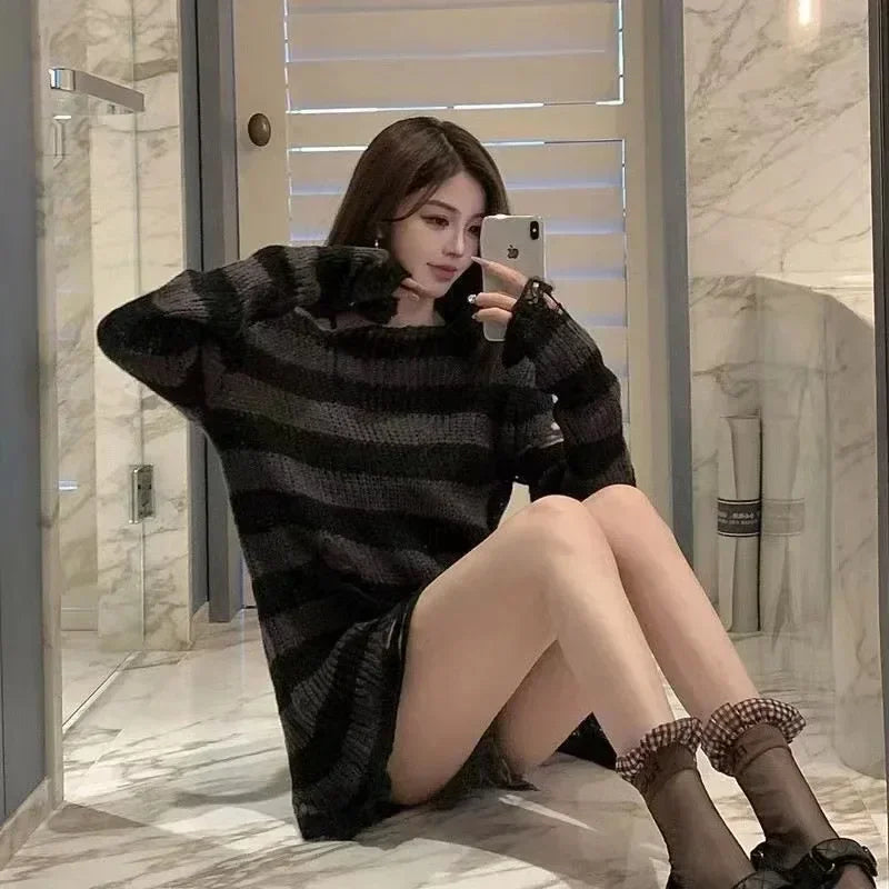 Gothic Stripe Oversized Sweater